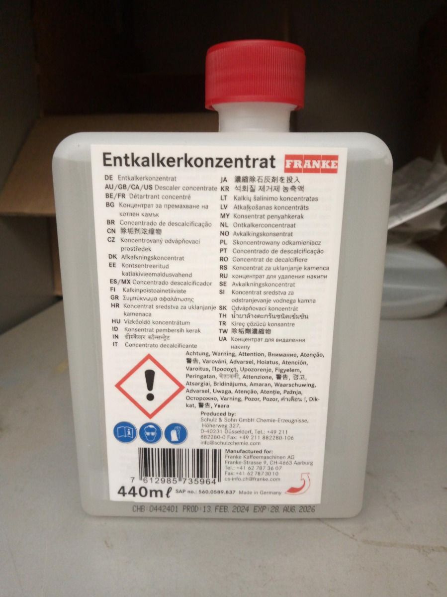 Kávégép tisztító 0,44l FRANKE  A300-as géphez (LRE:1db,1KARTON=12db)